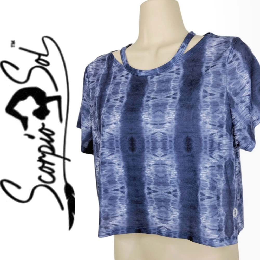 SCORPIO SOL Tie Dye Cut Out Crop Tee Sz M